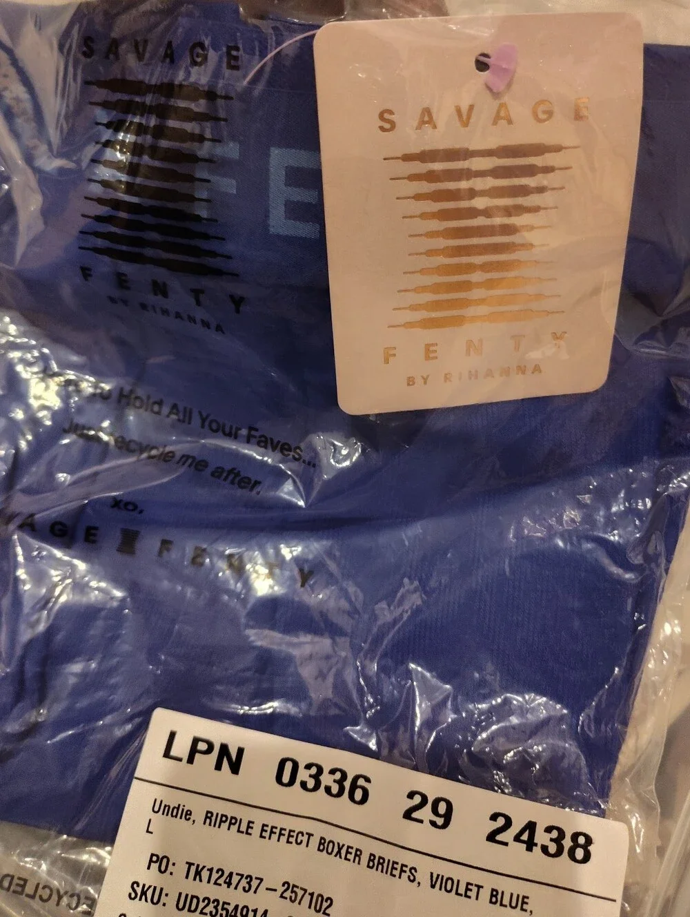 Savage X Fenty Violet Blue & Goth Blue Ripple Effect Boxer Briefs - L